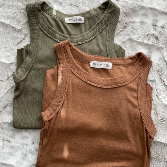 keen the label Tops - Keen The Label Lindsey Ribbed Knit High Neck Slim Tank